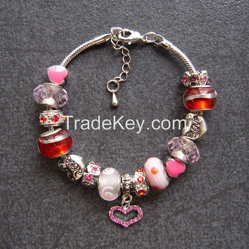 Customize Gemstone heart design friendship bracelets with Letters