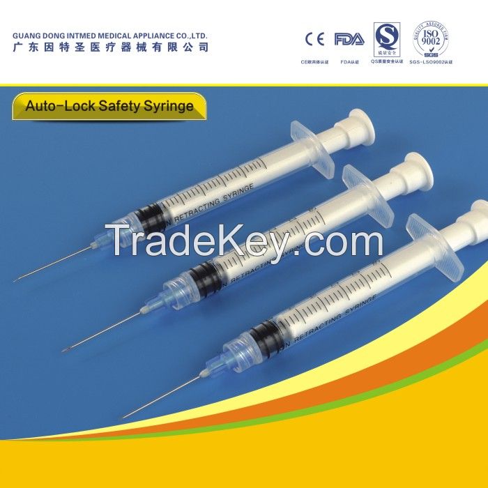 disposable safety self-destructive syringe with needle