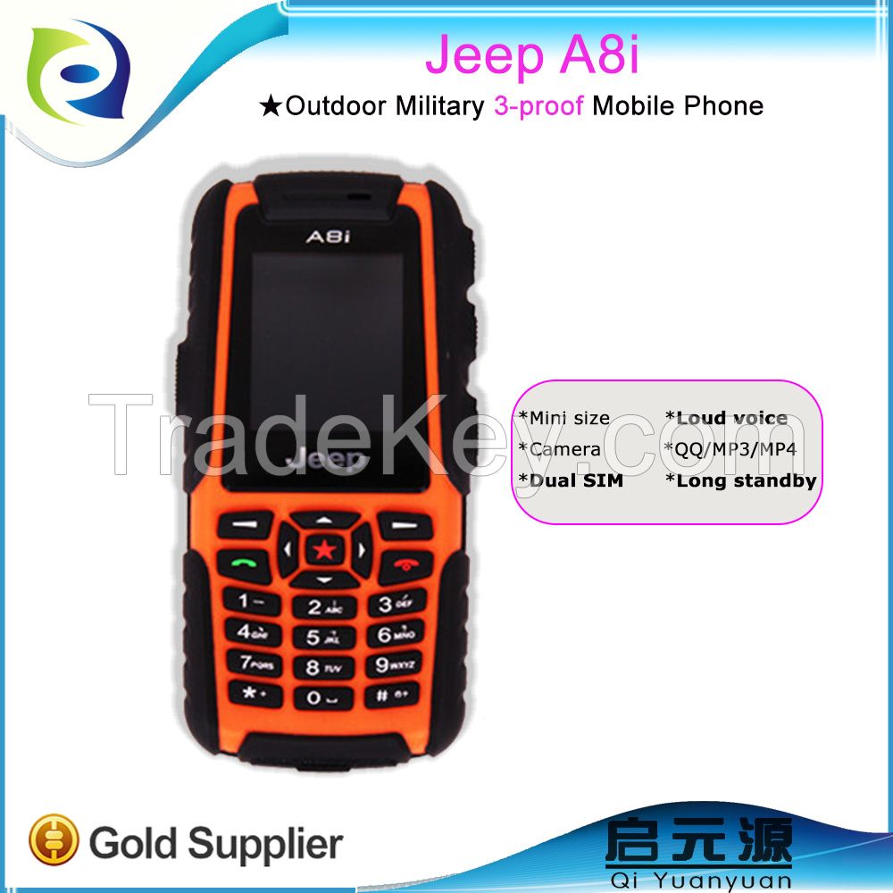 A8i Dual SIM Card long standby time waterproof shockproof and dustproof cell mobile phone