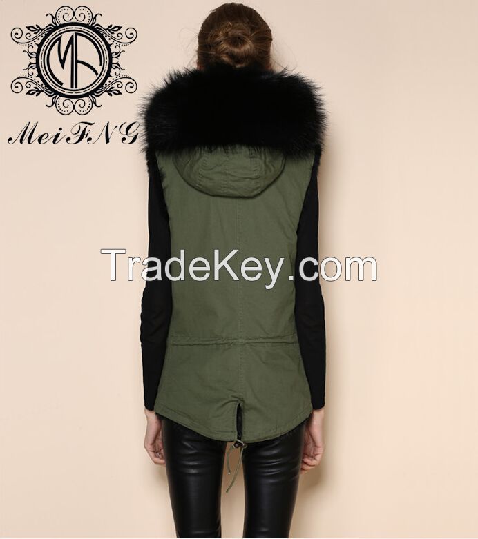 2015 Womens Winter Warm Raccoon Fur Short sleeveless cheap fur Vest