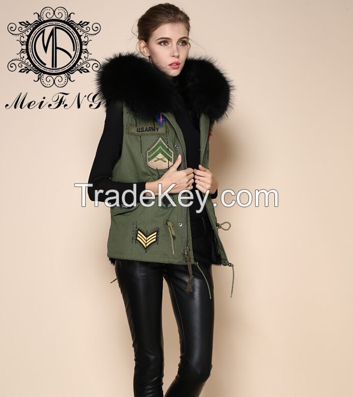 2015 Womens Winter Warm Raccoon Fur Short sleeveless cheap fur Vest