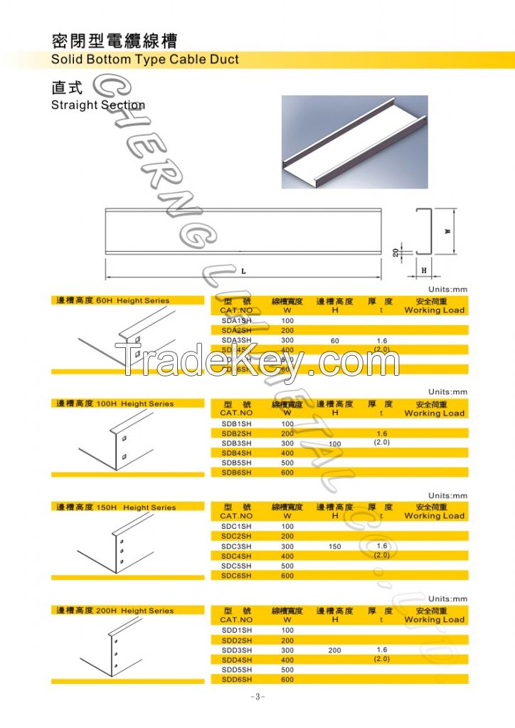 Solid Bottom Cable Tray