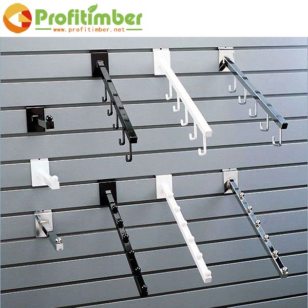 Factory Supply Melamine MDF Slatwall with Aluminium Hook Inserts for Shop