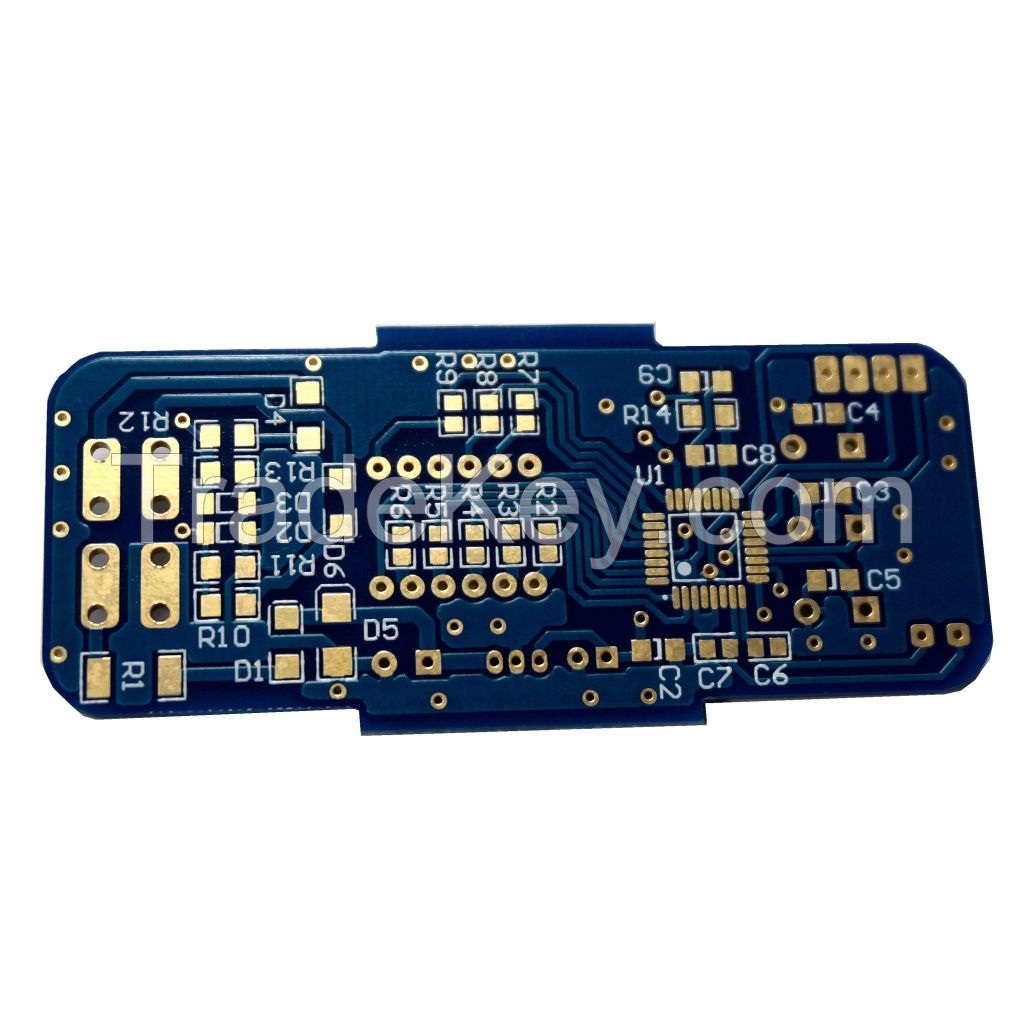 2-layer FR-4 PCBs with Immersion Gold, 0.5mm Thickness and 0.2mm Hole Size