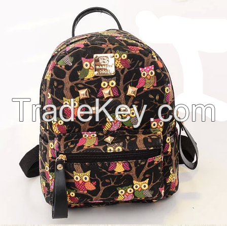 Trendy Mini Flowery Canvas Backpack For Girls