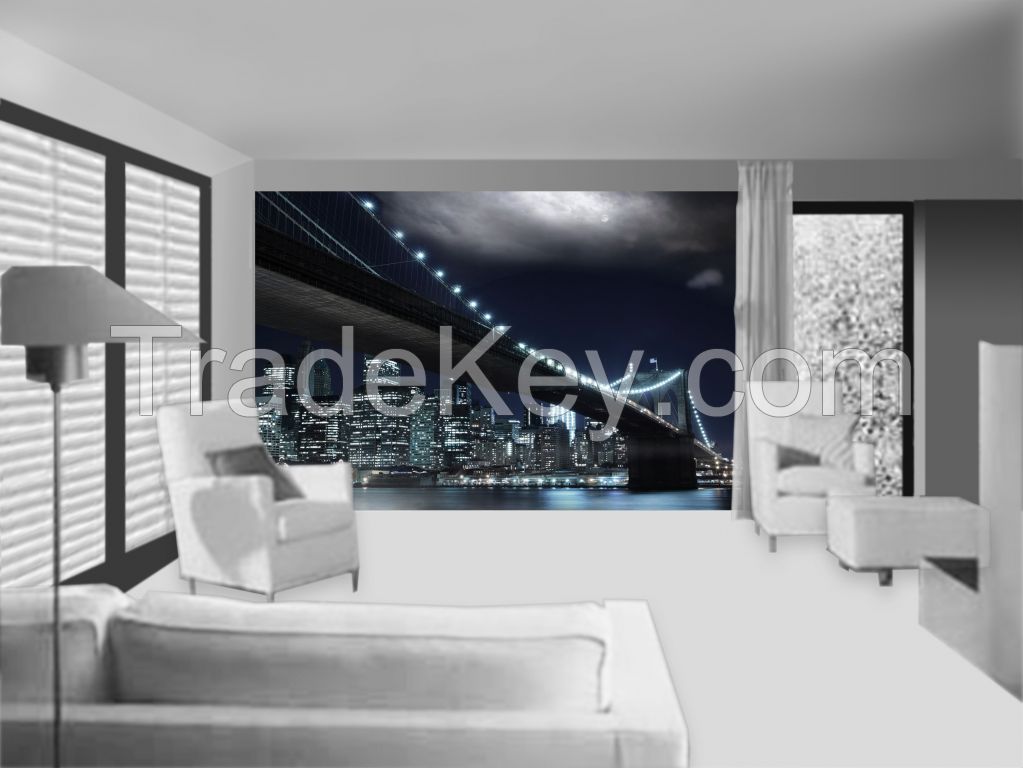 Wall Mural: Brooklyn Bridge at Night, Self-adhesive, 272 cm X 198 cm