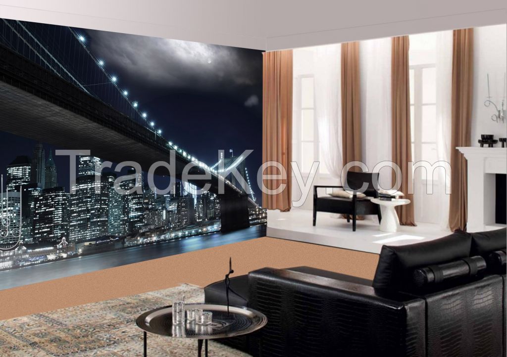 Wall Mural: Brooklyn Bridge at Night, Self-adhesive, 272 cm X 198 cm