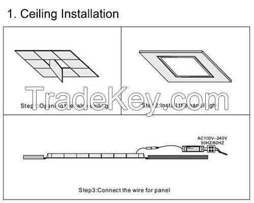 600*600 mm dimmable LED flat panel light with no flicker