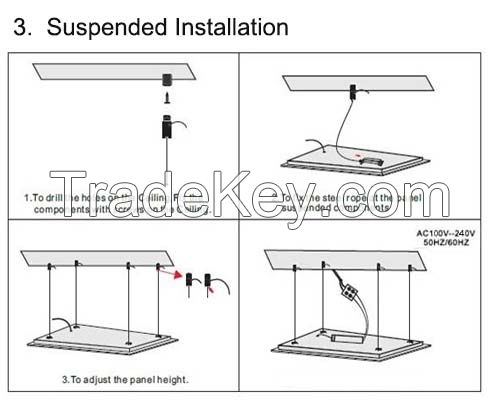 48W square LED panel light 600*600 mm, suspended led flat panel