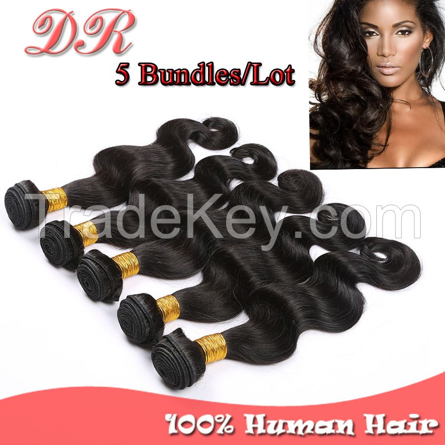 6A Malaysia Virgin Hair Body Wave Human Hair Extension Rosa Hair Products Human Hair Weave5Pcs/lot Natural Color Double Weft