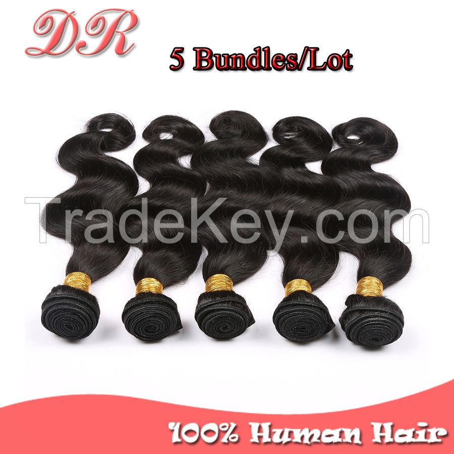 6A Malaysia Virgin Hair Body Wave Human Hair Extension Rosa Hair Products Human Hair Weave5Pcs/lot Natural Color Double Weft