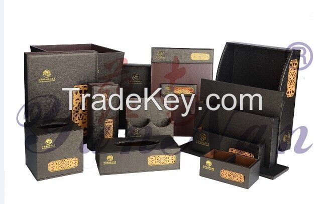 Hotel guest room leather products