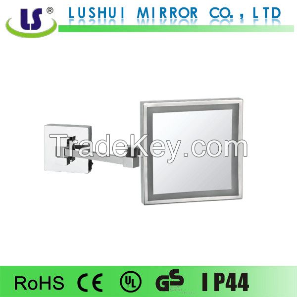 fashion design single side square shape makeup mirror magnifying with light