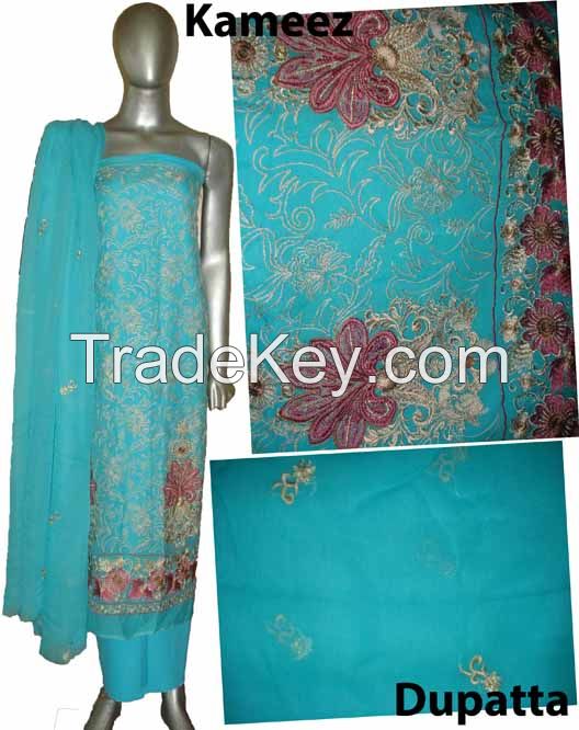 Crinkle chiffon Indian Pakistani embroidery designer design women ladies party fashion dresses