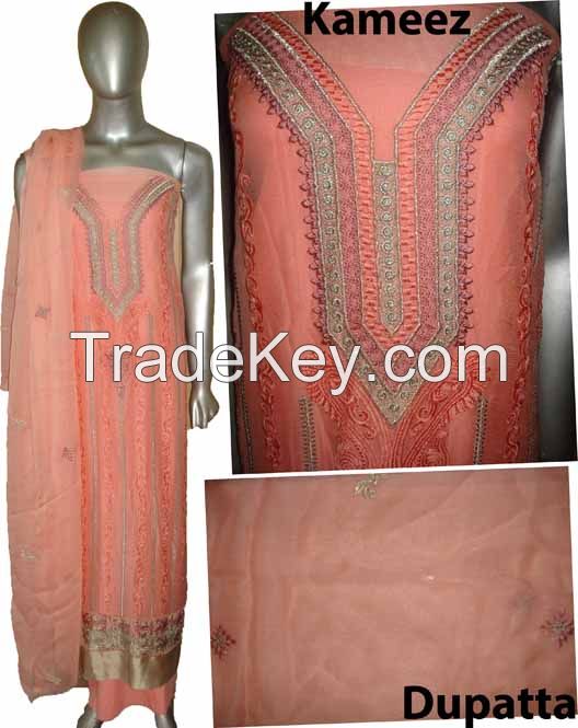 Crinkle chiffon Indian Pakistani embroidery designer design women ladies party fashion dresses