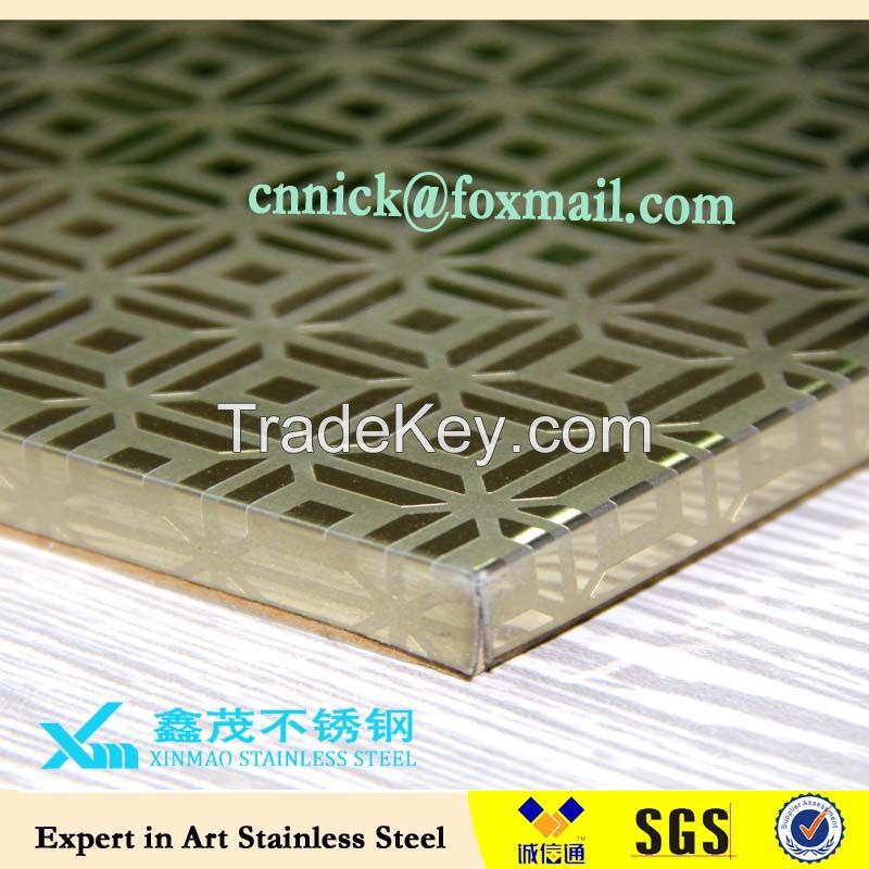 0.5mm SUS304 Champange gold Etched stainless steel sheet for home decoration Made in China