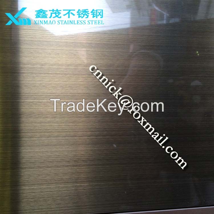 1219*2438mm SUS304 0.6mm color stainless steel sheet with hairline finish for Elevator decoration Made in China