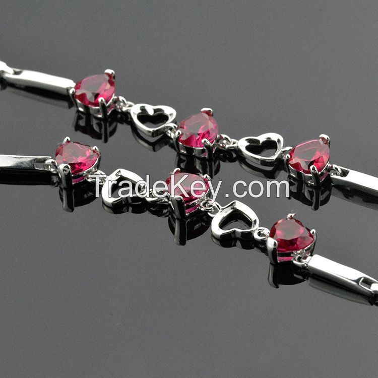 100% 925 sterling silver inlaid cubic zirconia charm bracelets