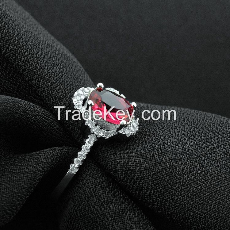 wedding ring !100% 925 sterling silver ring inlaid ruby gems !