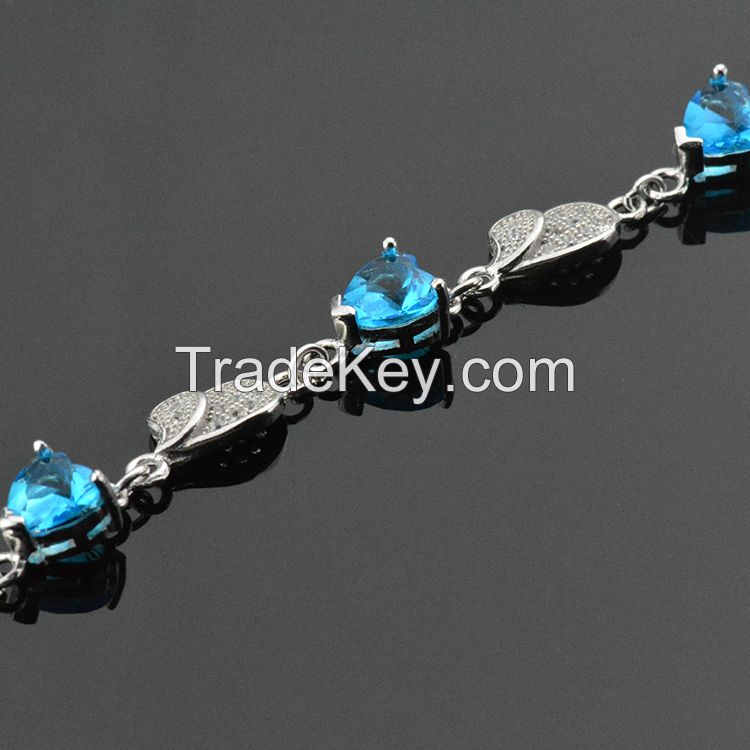 100% 925 sterling silver inlaid cubic zirconia charm bracelets