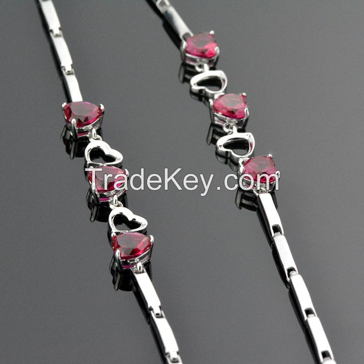 100% 925 sterling silver inlaid cubic zirconia charm bracelets