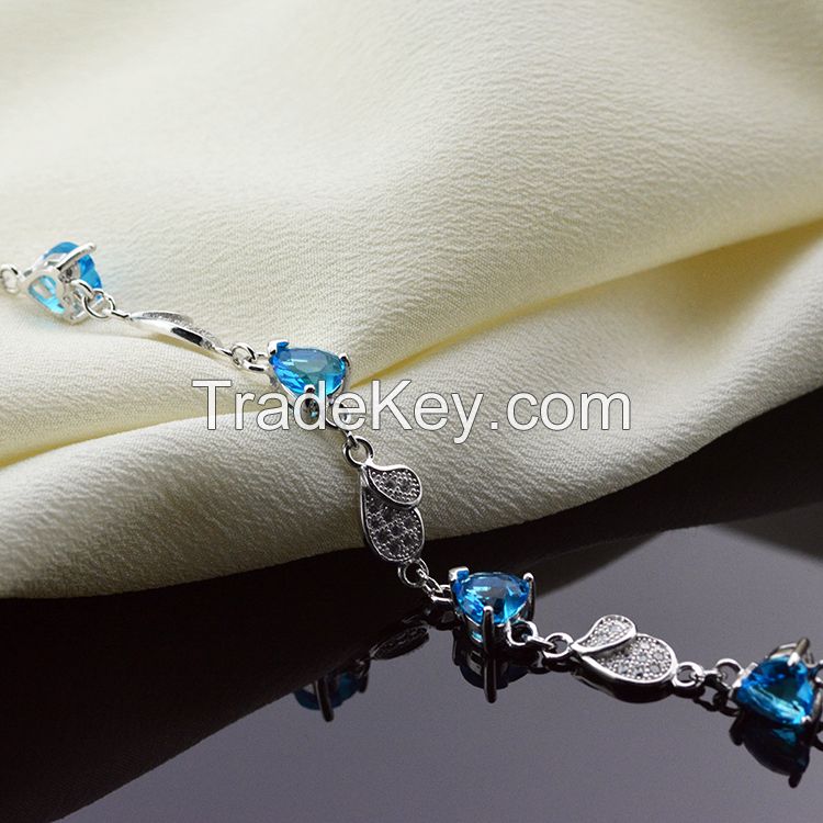 100% 925 sterling silver inlaid cubic zirconia charm bracelets 