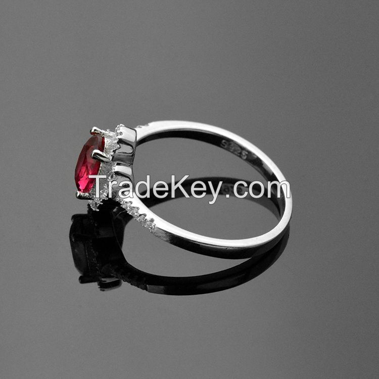 wedding ring !100% 925 sterling silver ring inlaid ruby gems !