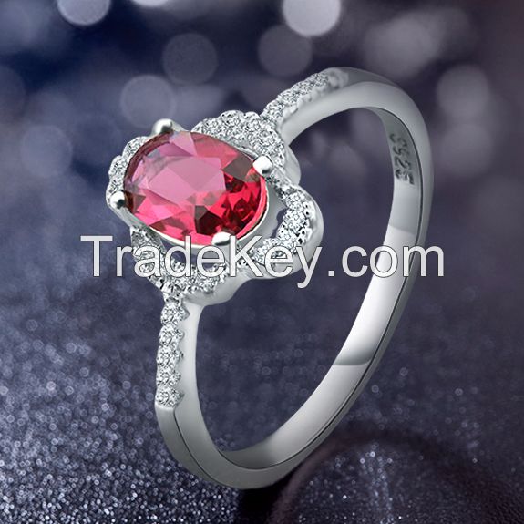 wedding ring !100% 925 sterling silver ring inlaid ruby gems !