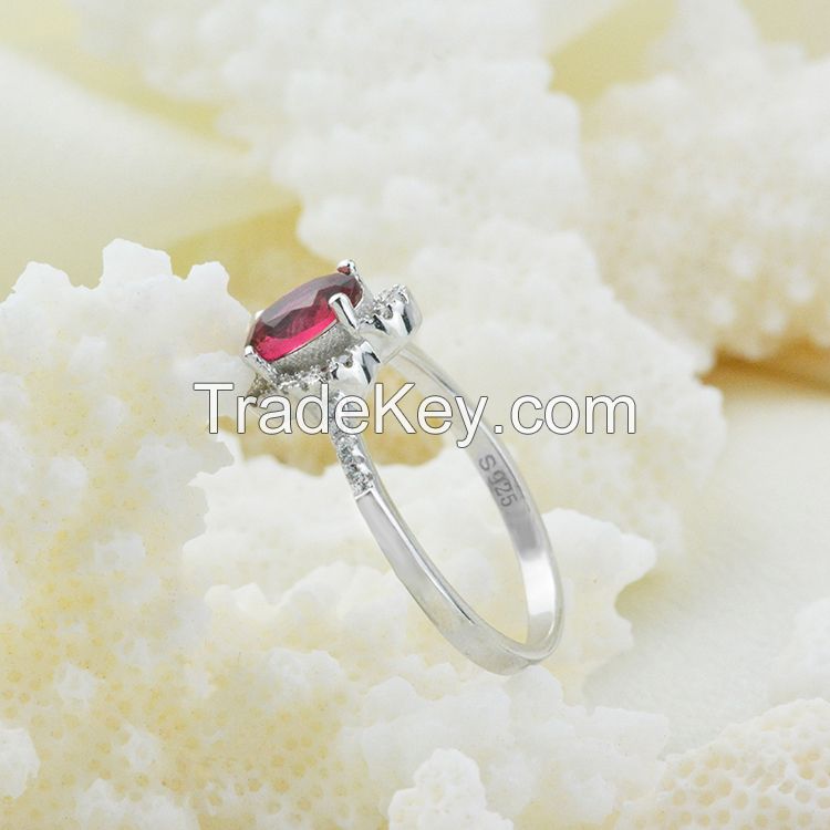 wedding ring !100% 925 sterling silver ring inlaid ruby gems !
