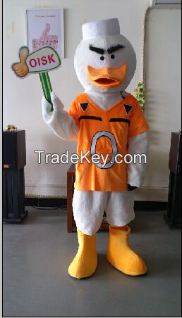 OISK Professional sport of customized mascot costume yellow duck mascot adult size, free shipping 