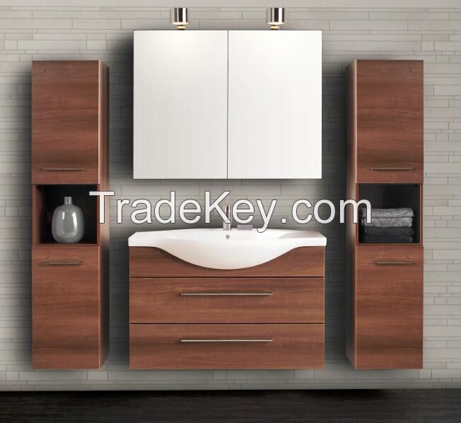 Modern design MDF melamine wall hung bathroom cabinet