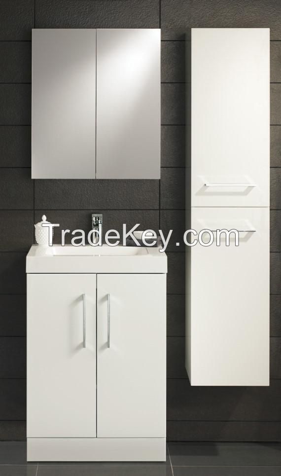 MDF melamine bathroom cabinet with mirror cabinet and side cabinet
