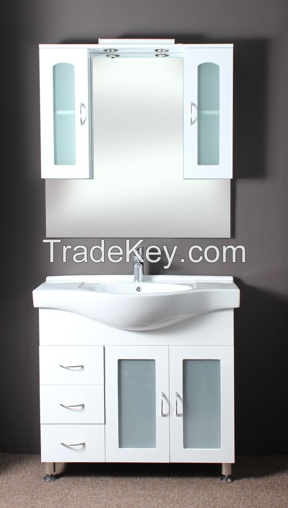 Modern design MDF melamine bathroom cabinet with mirror cabinet