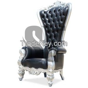 Absolom Roche Chair - Black Leather & Silver Leaf