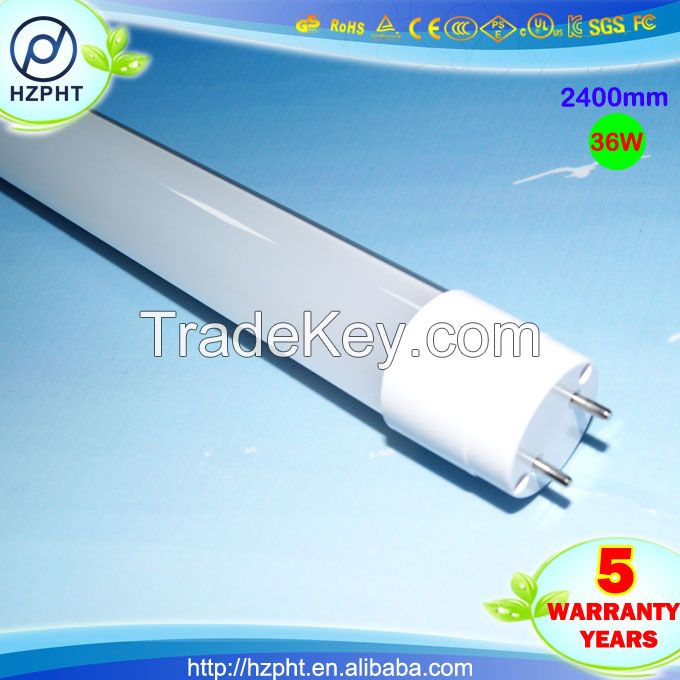 5years warranty for UL CE approved t8 led tube 2400mm 36W