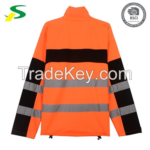 OEM service EN471 standard orange reflective safety softshell jacket f