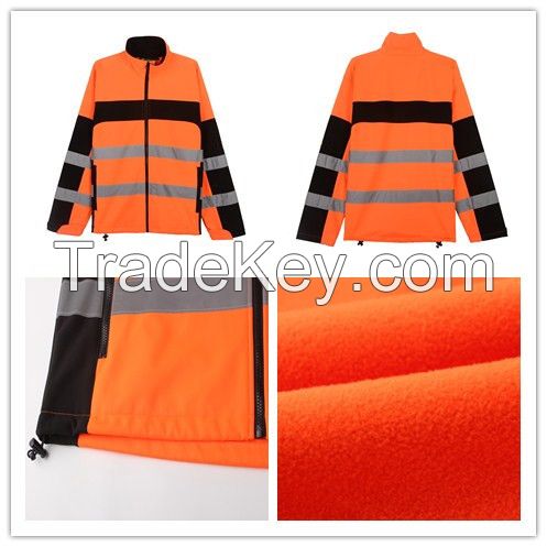 OEM service EN471 standard orange reflective safety softshell jacket f