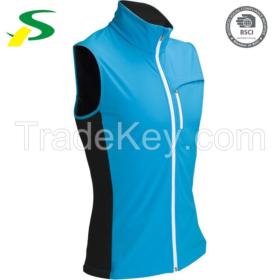 wholesale blue women softshell fabric winter waistcoat