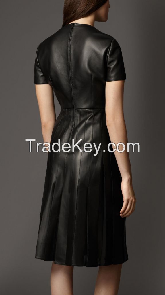 Leather dress for women real lamb leather dress ladies dress high quality gift