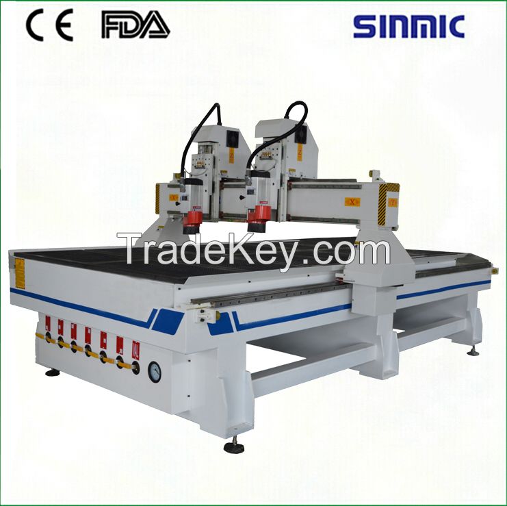 multiheads cnc wood carving machine,1300*2500mm multi-spindles woodworking cnc router for sale,synchronous type