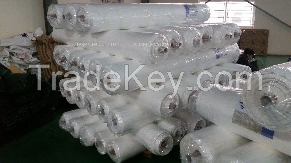 Transparent Leno scaffolding PE Tarpaulin, Mesh 3x3, UV treated, Roll packing