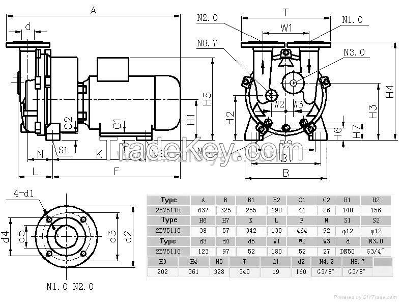 2BV5110 water ring vacuum pump