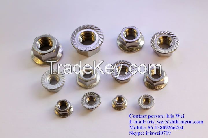 Hexagon nuts with flange stainless steel