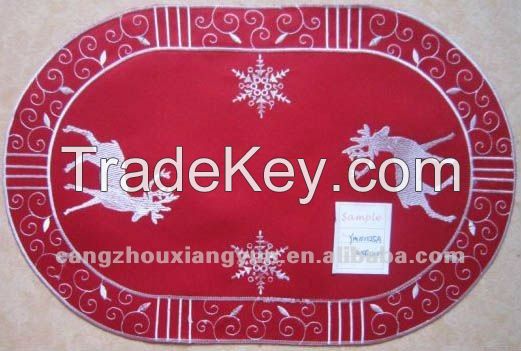 red embroidery variety of shapes table cloth