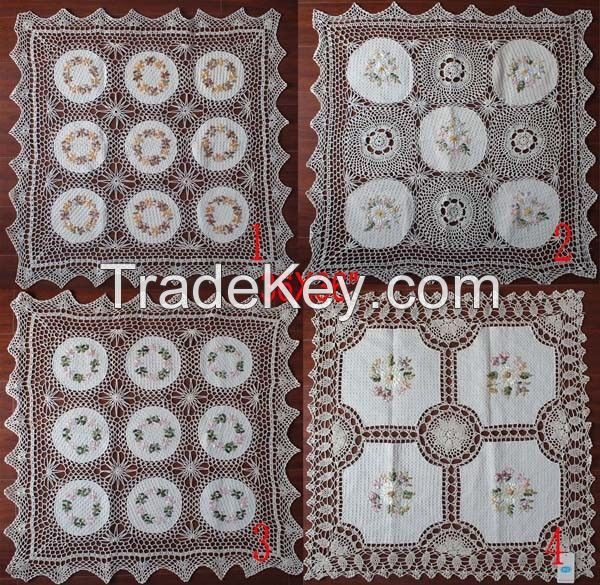 four flowers joint  embroidery lace tablecloth