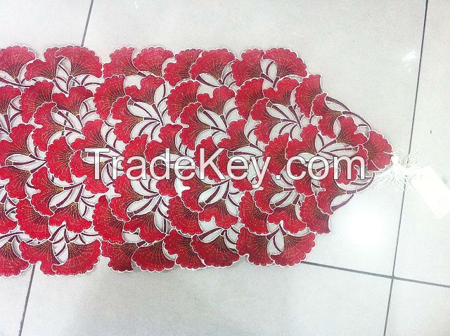 red embroidery variety of shapes table cloth