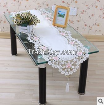 white embroidery lace tablecloth