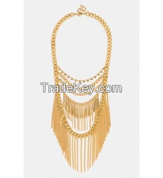 Women's BaubleBar 'Quill' Chain Link Bib Necklace - Gold Multi