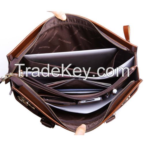 leather business bag 14 Inch Men's portfolio laptop leather briefcase