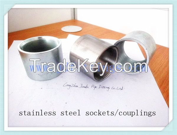 stainless steel 304 pipe fitting, coupling, class 150, 1-1/2'' npt femal